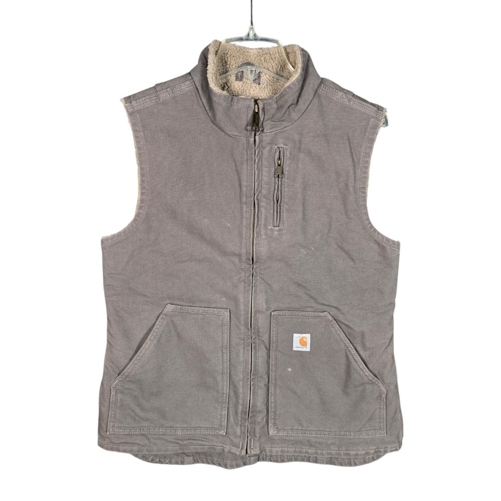 Carhartt Vest Womens S Gray Quilted Insulated Lined Pocket Full Zip WV001-032
